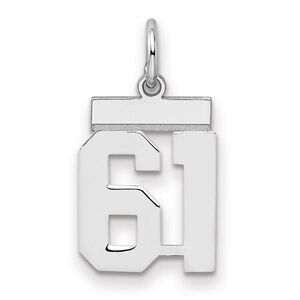 Sterling Silver, Athletic Collection, Small Polished Number 61 Pendant
